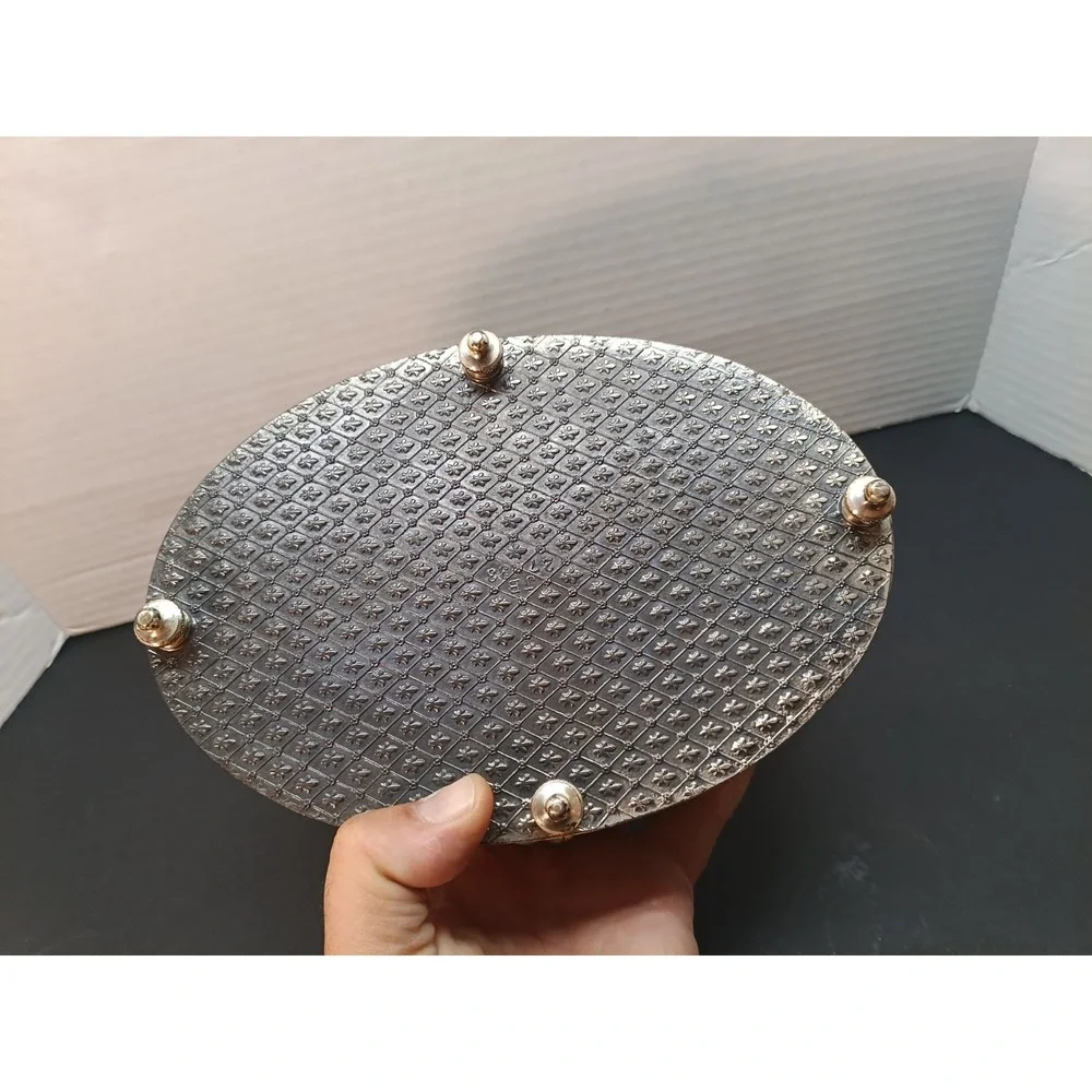Vintage JENNINGS BROTHERS COURTING COUPLE HIGH RELIEF SILVERPLATE JEWELRY BOX